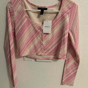 Forever 21 Pink Striped Women's Top